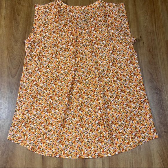 Pleione Orange Sleeveless Floral Blouse - Picture 2 of 7
